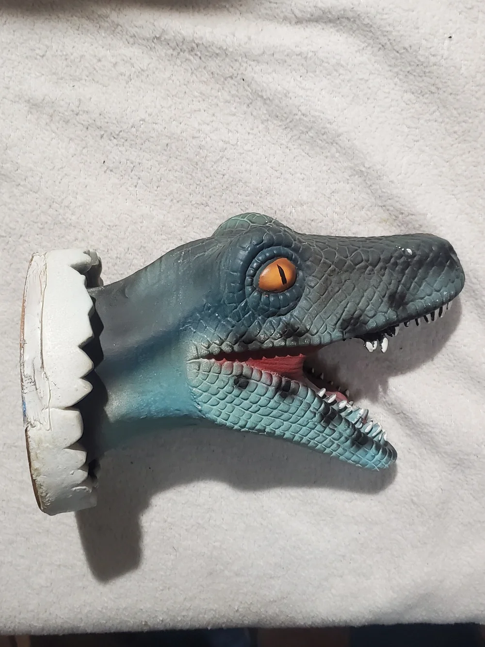 Blue Dinosaur Wall Mount Reptile Décor with Orange Eyes